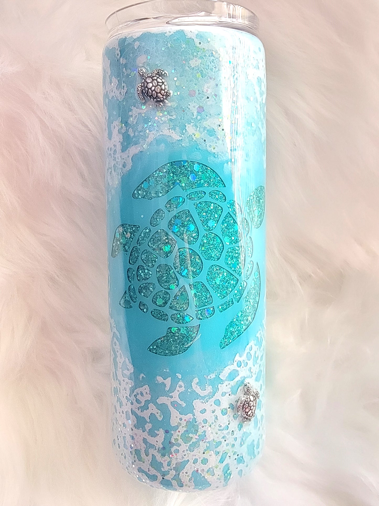 Sea Turtle 3d Glitter Epoxy Tumbler 20oz, Personalized