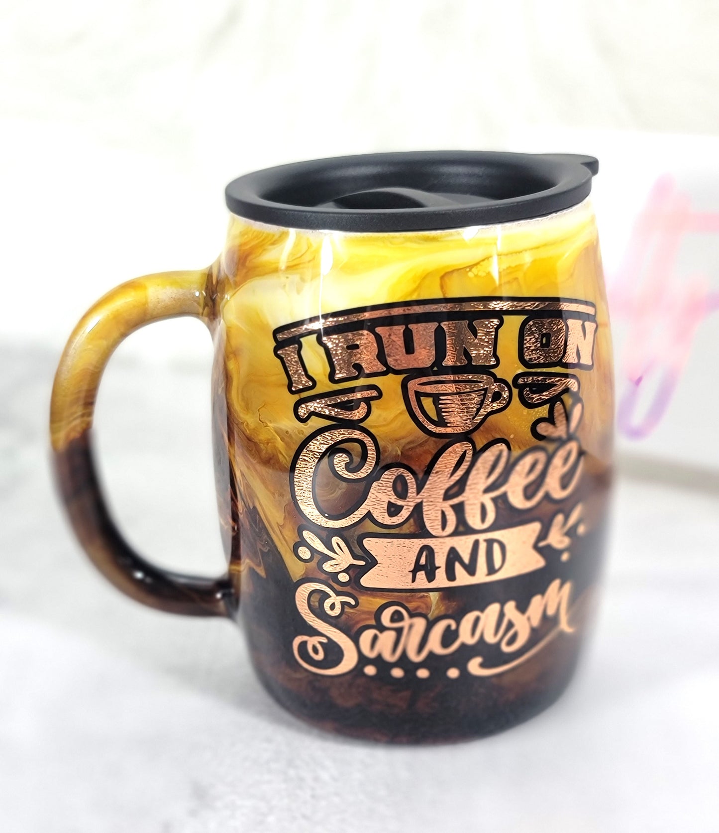 Coffee Swirl Epoxy Mug 14 oz Personalized