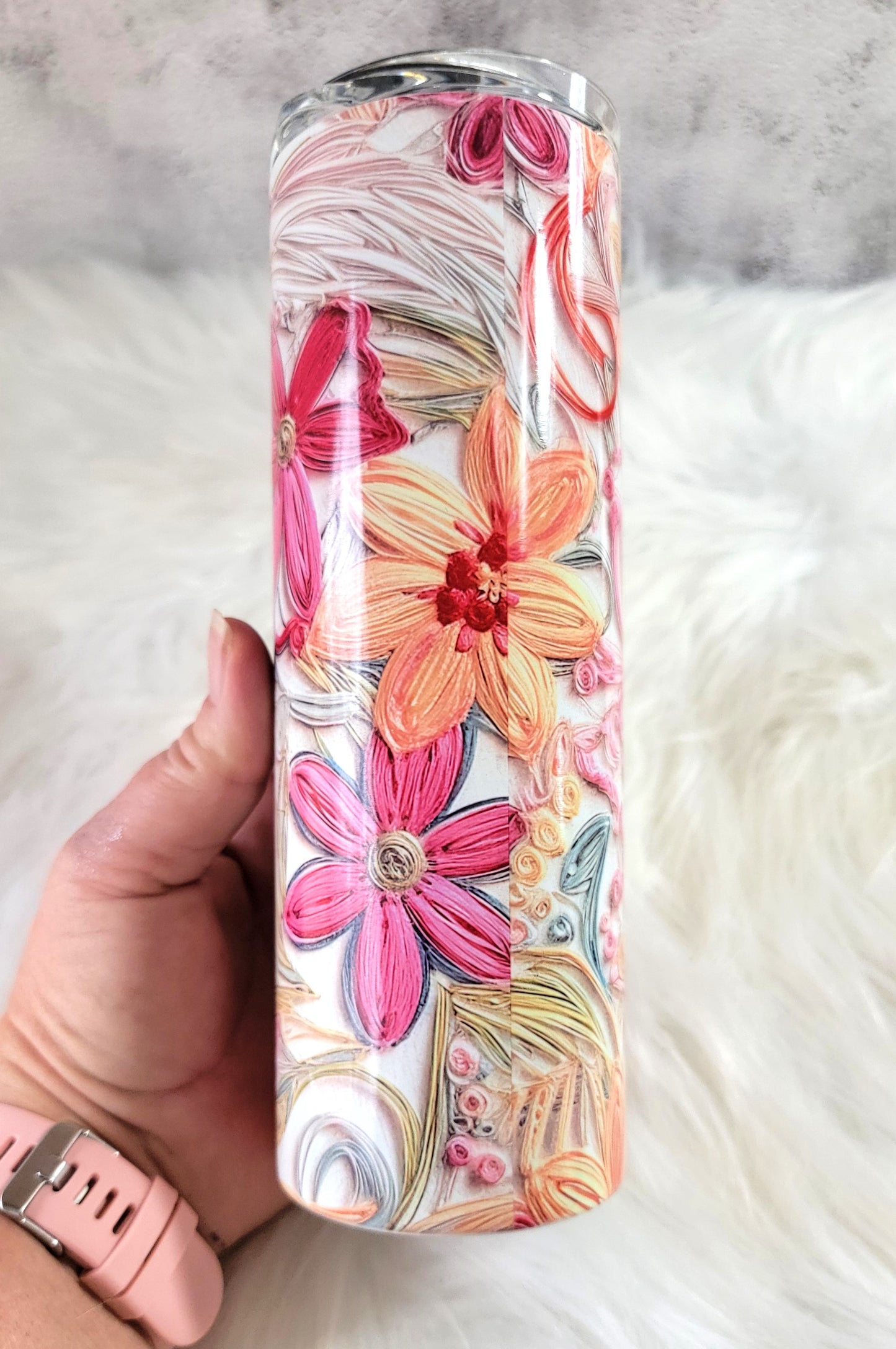 Floral Stitched 20oz Tumbler, RTS