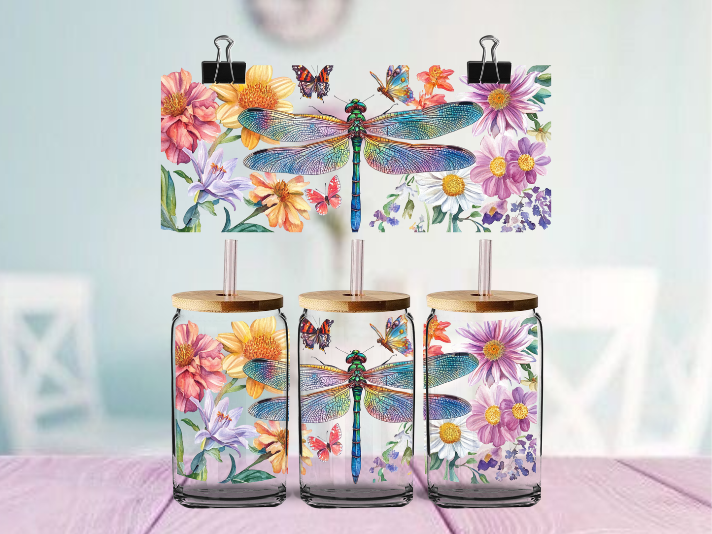 Dragonflies | UV DTF Wrap for Cups | Ready to Apply Permanent