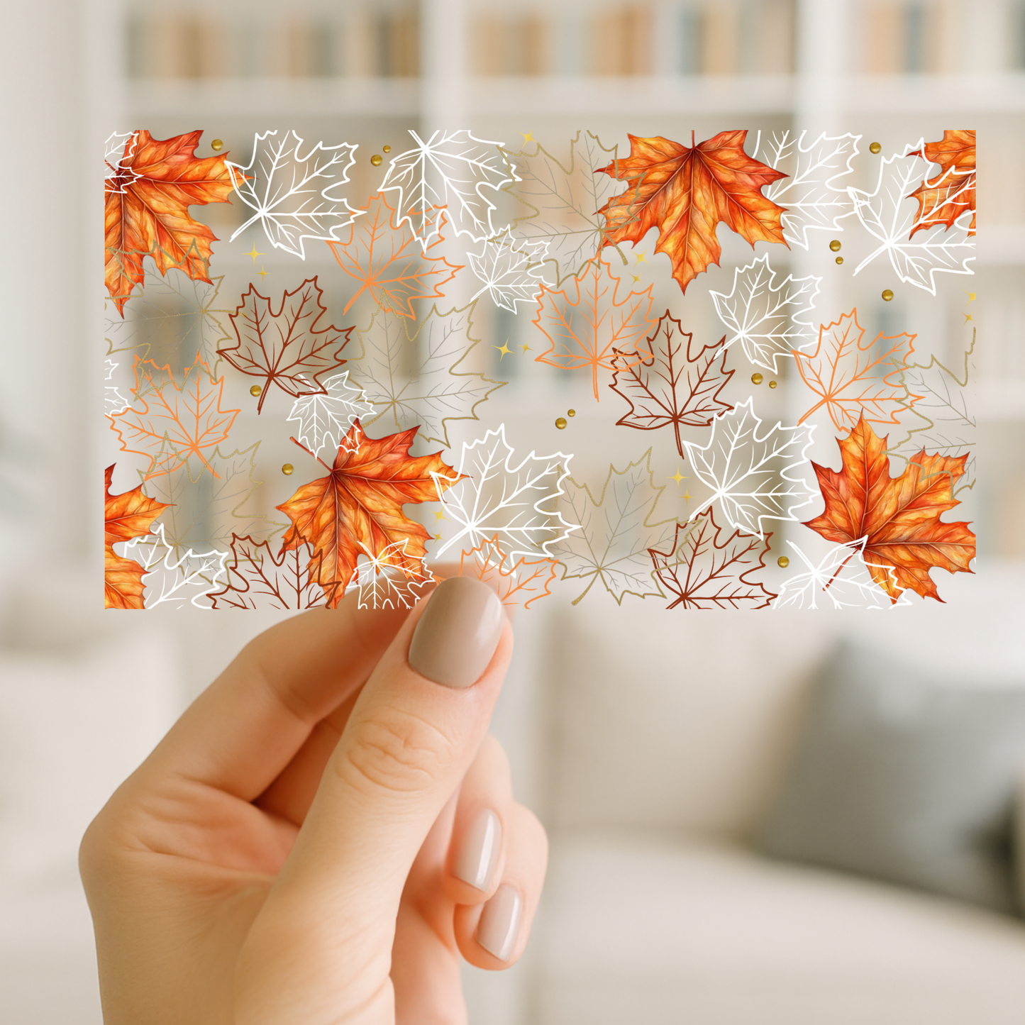 Fall Leaves Ghost 16oz cup Wrap | UV DTF Wrap for Cups | Ready to Apply Permanent