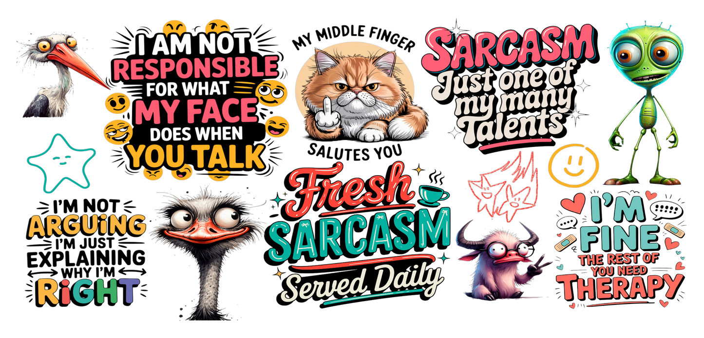 Fresh Sarcasm | UV DTF Wrap for Cups | Ready to Apply Permanent