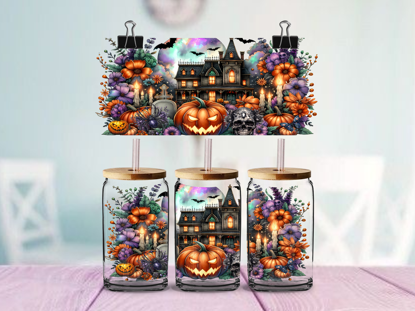 Haunted House | UV DTF Wrap for Cups | Ready to Apply Permanent