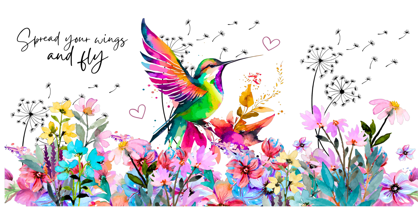 Humming Bird Spread Your Wings | UV DTF Wrap for Cups | Ready to Apply Permanent