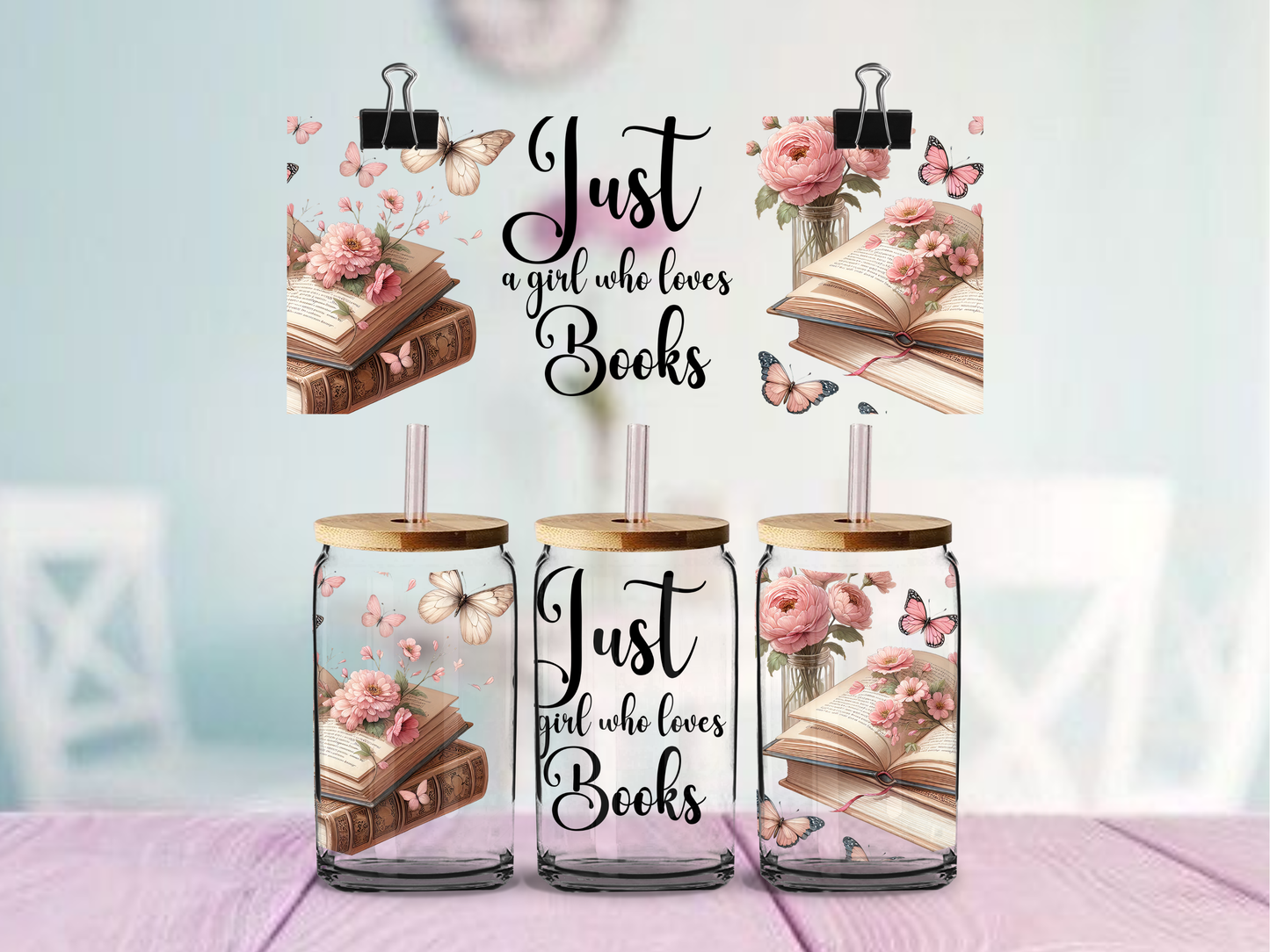 Just A Girl Who Loves Books | UV DTF Wrap for Cups | Ready to Apply Permanent