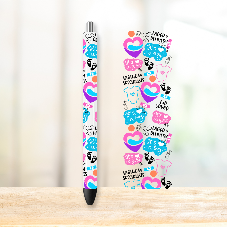 Nursing UVDTF Pen Wrap | UV DTF Wrap for Pens | Ready to Apply Permanent