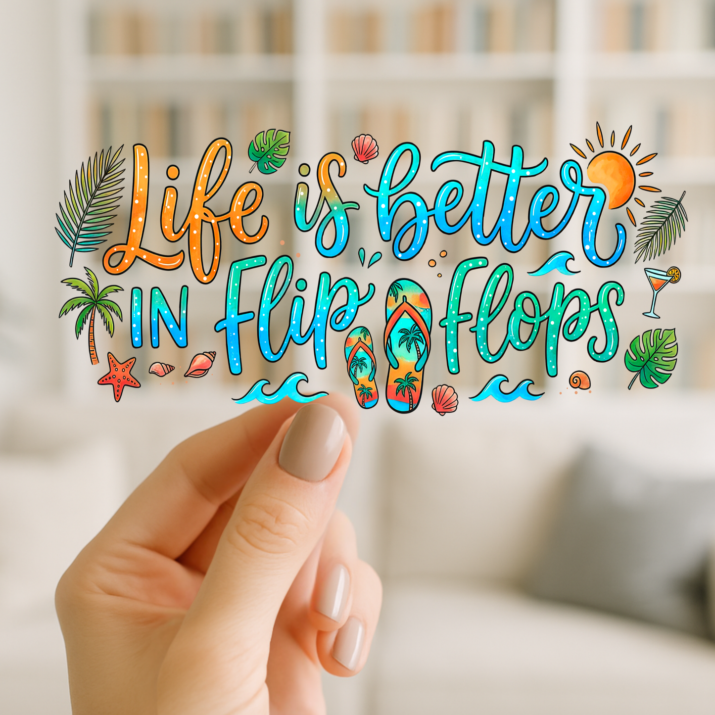 life Is Better in Flip Flops | UV DTF Wrap for Cups | Ready to Apply Permanent