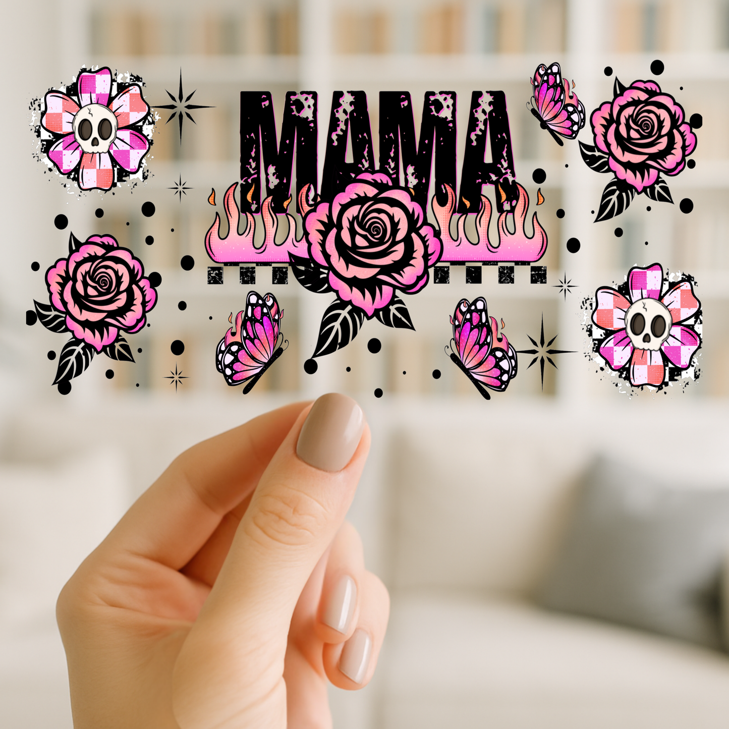 Mama Retro Floral | UV DTF Wrap for Cups | Ready to Apply Permanent