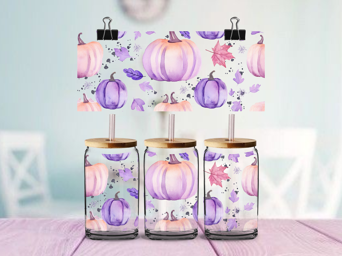Pastel Pumpkins | UV DTF Wrap for Cups | Ready to Apply Permanent