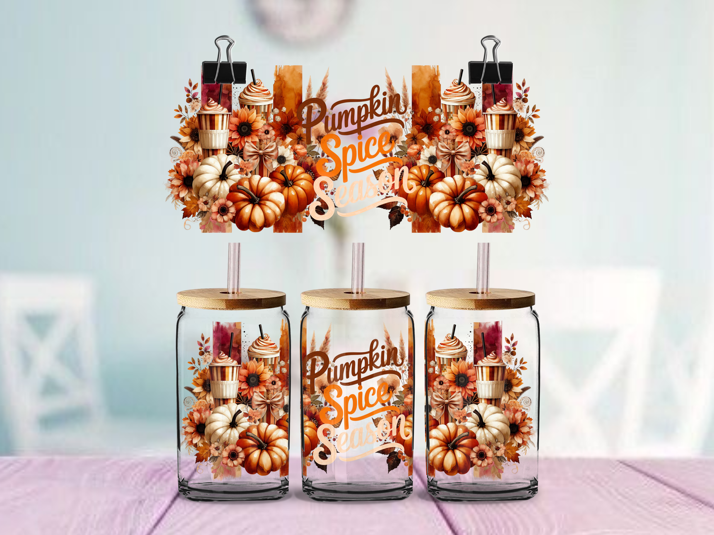 Pumpkin Spice Season | UV DTF Wrap for Cups | Ready to Apply Permanent
