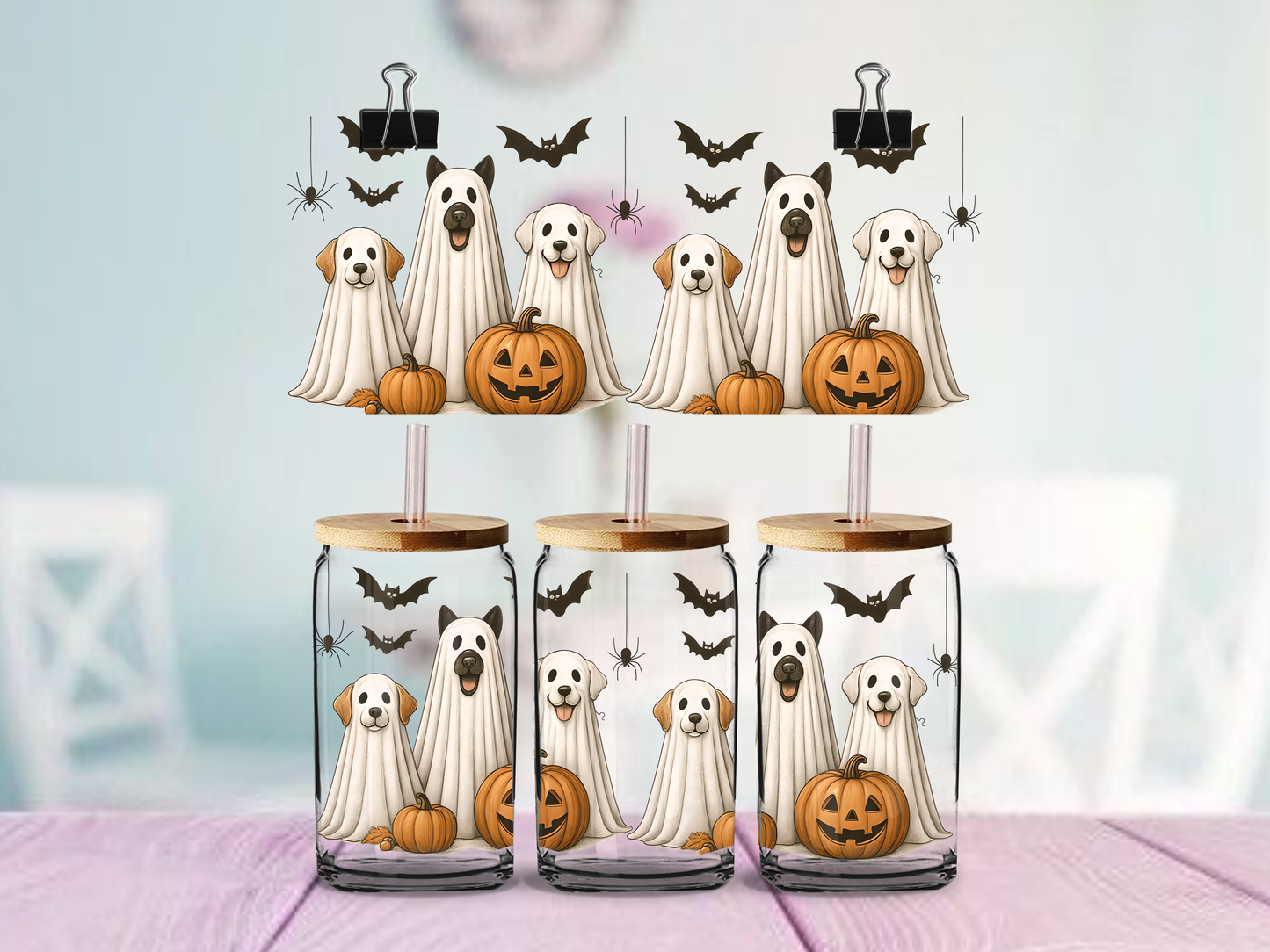 Pup Ghosts | UV DTF Wrap for Cups | Ready to Apply Permanent