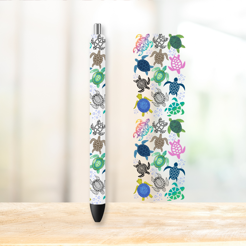 Sea Turtles UVDTF Pen Wrap | UV DTF Wrap for Pens | Ready to Apply Permanent