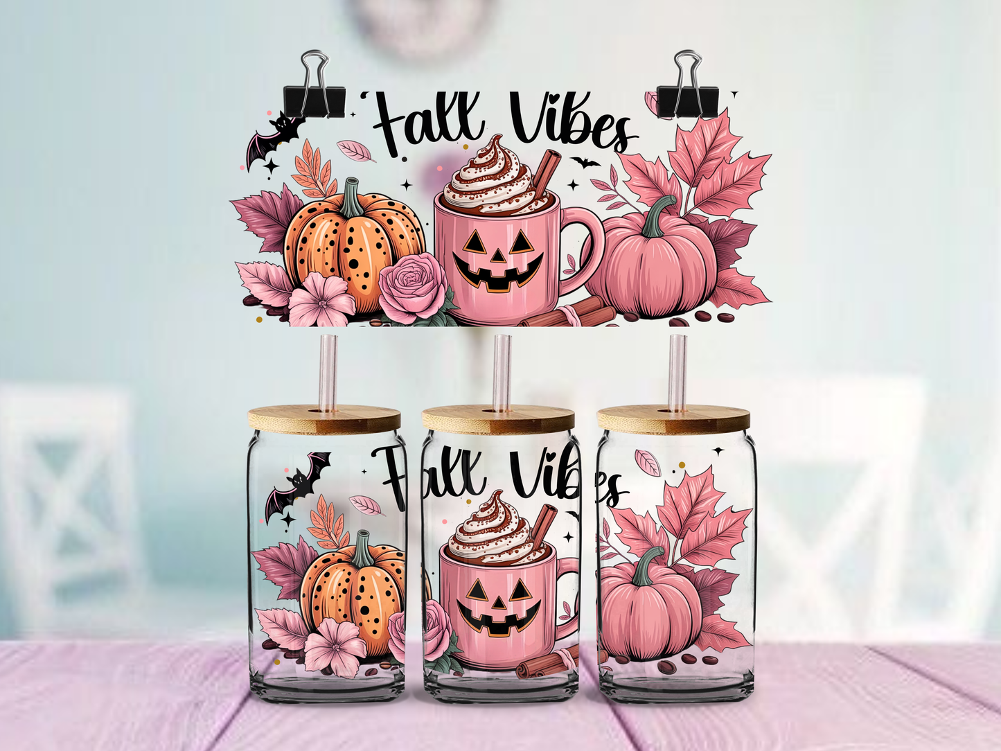 Spooky Fall Vibes | UV DTF Wrap for Cups | Ready to Apply Permanent