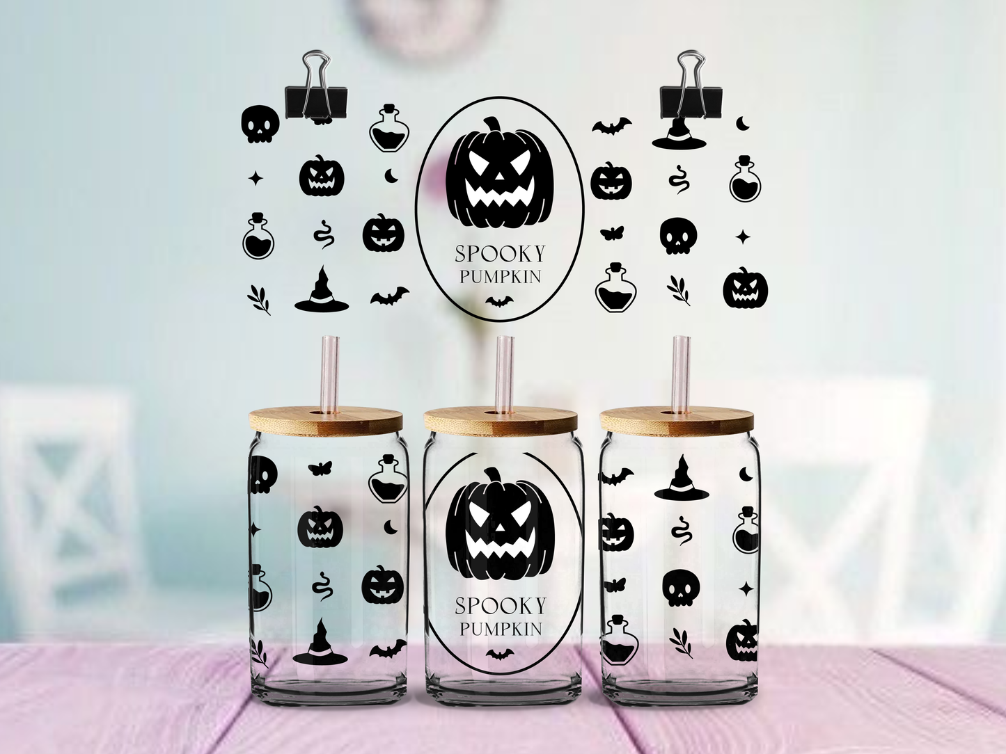 Spooky Pumpkins | UV DTF Wrap for Cups | Ready to Apply Permanent