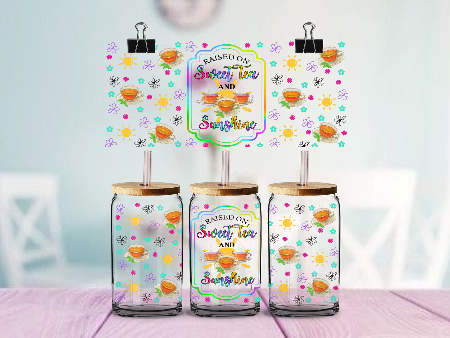 Sweet Tea and Sunshine | UV DTF Wrap for Cups | Ready to Apply Permanent