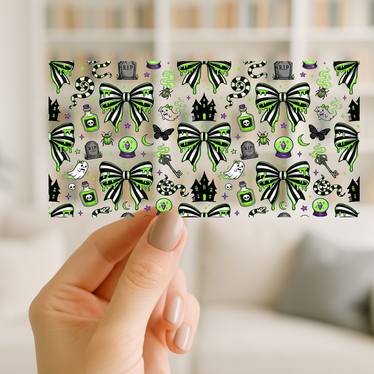 Green Beetle Cup Wrap | UV DTF Wrap for Cups | Ready to Apply Permanent