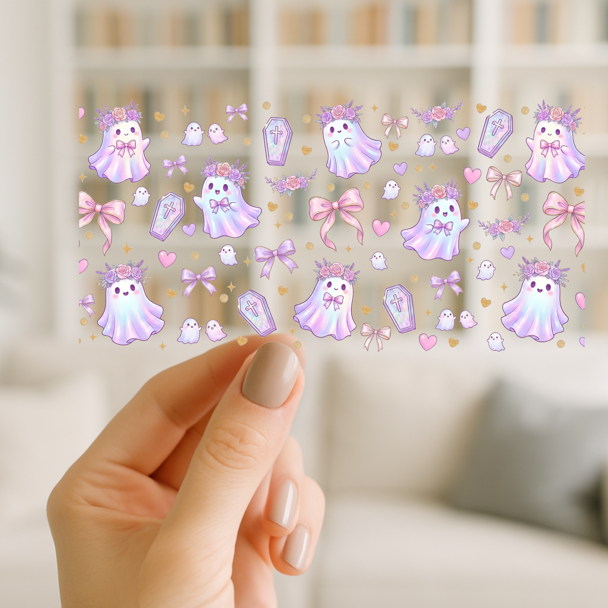 Cute Ghosts 16oz cup Wrap | UV DTF Wrap for Cups | Ready to Apply Permanent
