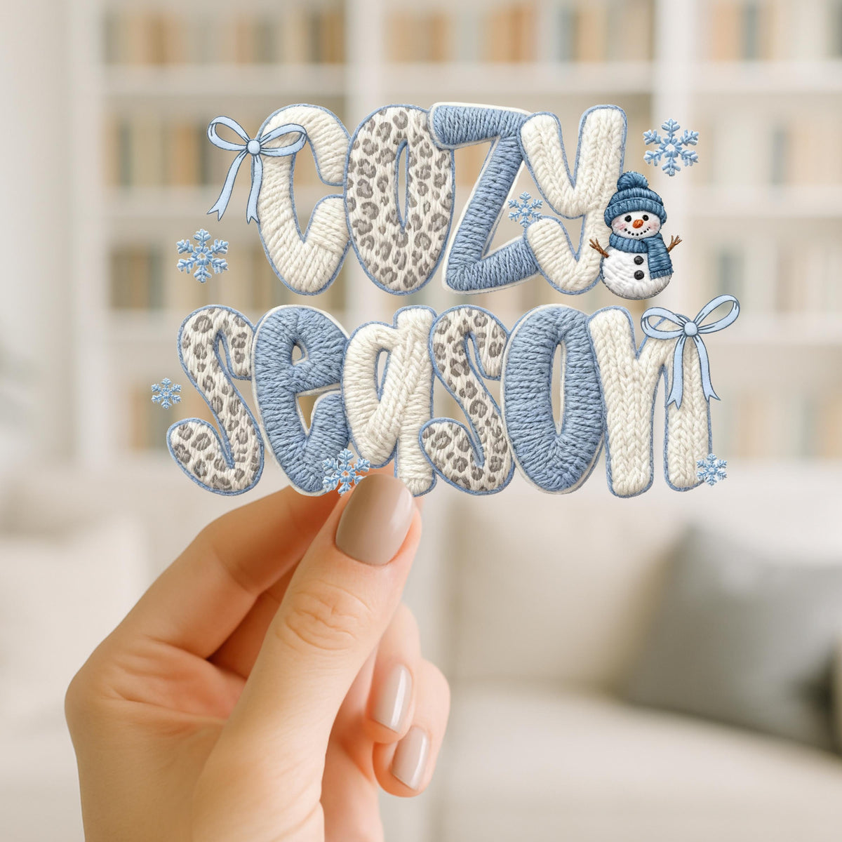Cozy Season UV DTF Cup Wrap | Blue Winter Snowman Design | 2 Styles