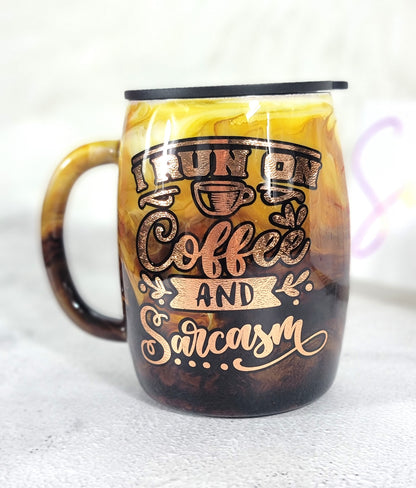 Coffee Swirl Epoxy Mug 14oz | Handmade Stainless Steel Coffee Cup