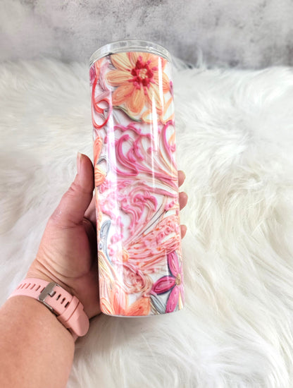 Floral Stitched 20oz Tumbler | Colorful Insulated Stainless Steel Cup