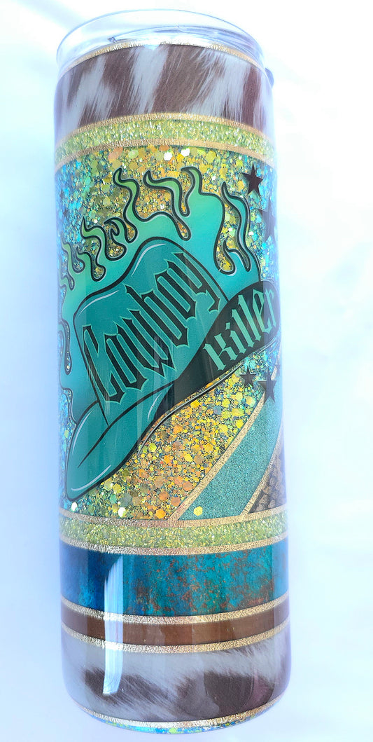 Western Cowboy Killer 20oz Tumbler | Glitter Epoxy Stainless Steel Cup