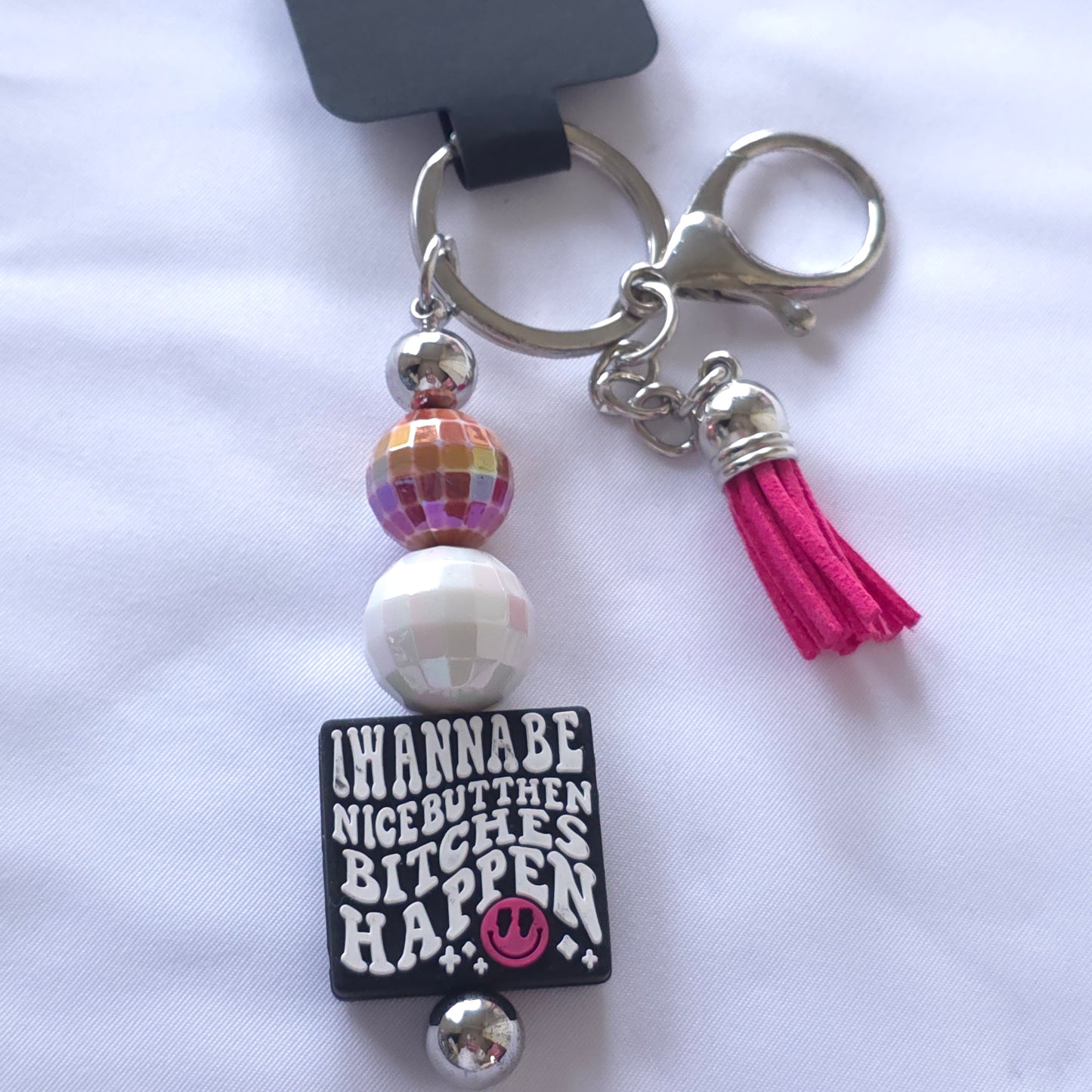 Handmade Beaded Keychain With Focal Bead | Cute Key Ring Accessory
