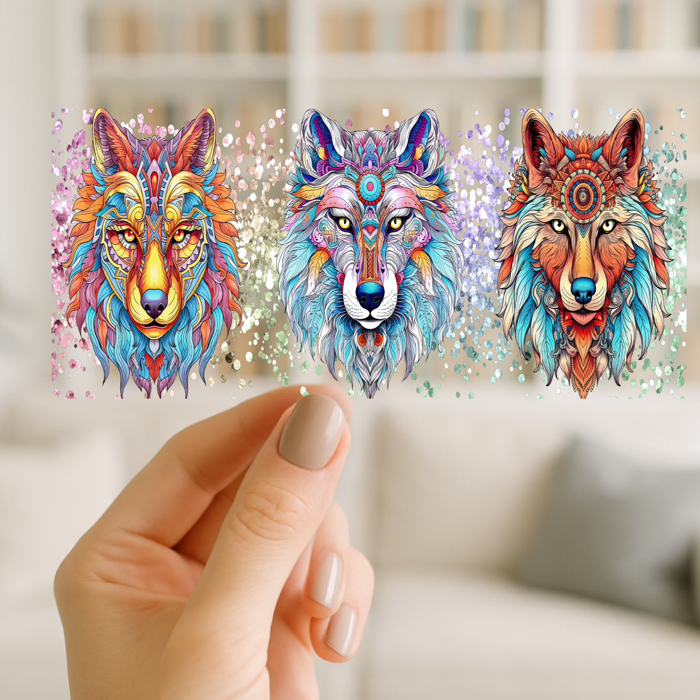 Three Wolves | UV DTF Wrap for Cups | Ready to Apply Permanent
