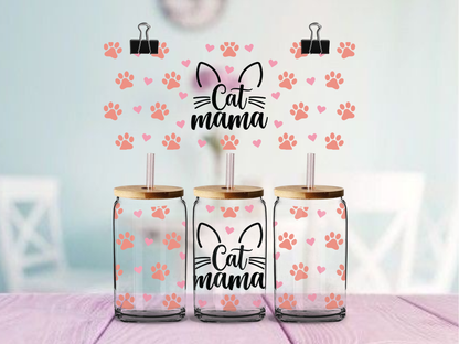 Cat Mama | UV DTF Wrap for Cups | Ready to Apply Permanent