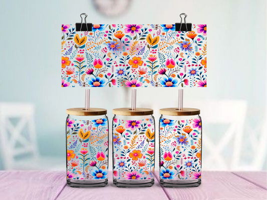 Floral Full Bloom | UV DTF Wrap for Cups | Ready to Apply Permanent
