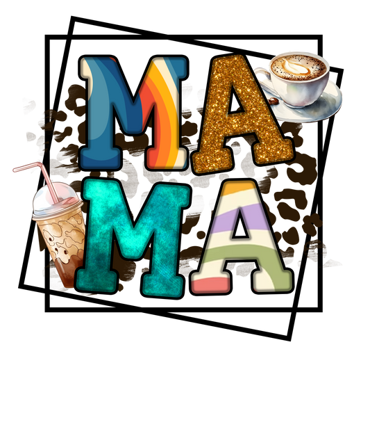 MAMA Coffee Leopard UV DTF Decal| Waterproof, Permanent Transfer