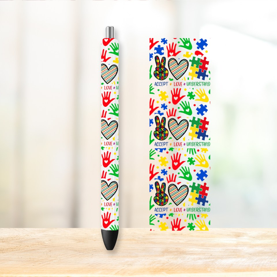 Autism Awareness 4 Styles UVDTF Pen Wrap | UV DTF Wrap for Pens | Ready to Apply Permanent