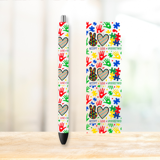 Autism Awareness 4 Styles UVDTF Pen Wrap | UV DTF Wrap for Pens | Ready to Apply Permanent