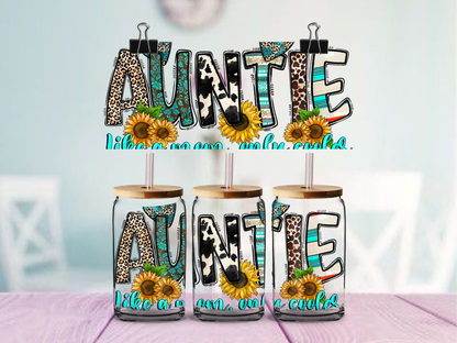Auntie Like Mom only Cooler | UV DTF Wrap for Cups | Ready to Apply Permanent