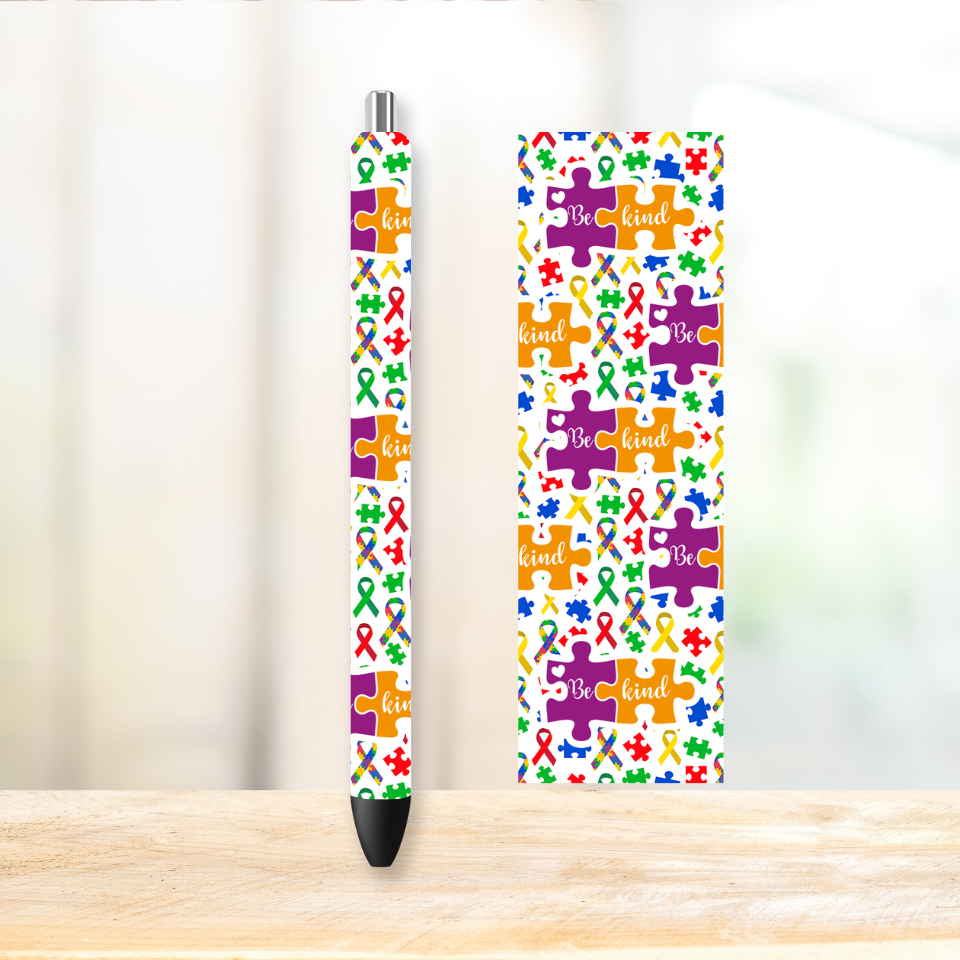 Autism Awareness 4 Styles UVDTF Pen Wrap | UV DTF Wrap for Pens | Ready to Apply Permanent