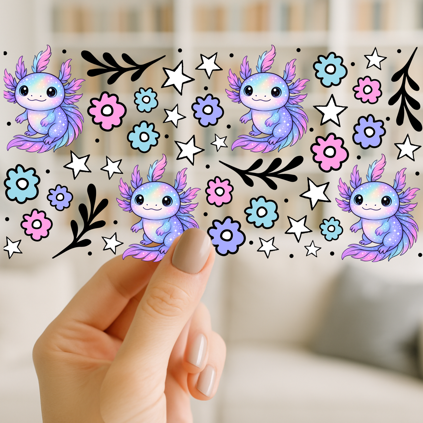 Axolotl | UV DTF Wrap for Cups | Ready to Apply Permanent
