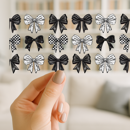 Black Bows | UV DTF Wrap for Cups | Ready to Apply Permanent