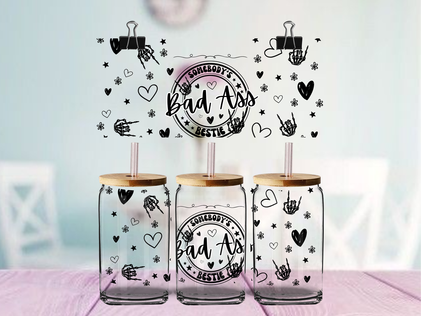 Badass Bestie | UVDTF Wrap for Cups | Ready to Apply Permanent