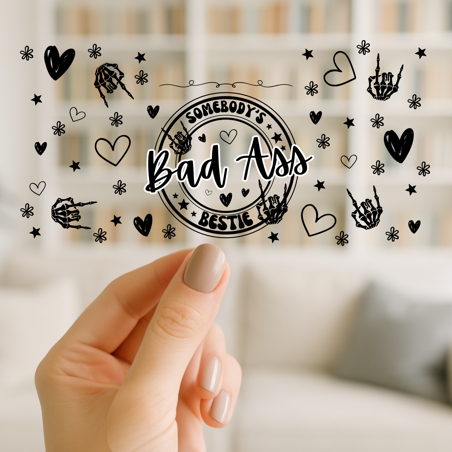 Badass Bestie | UVDTF Wrap for Cups | Ready to Apply Permanent