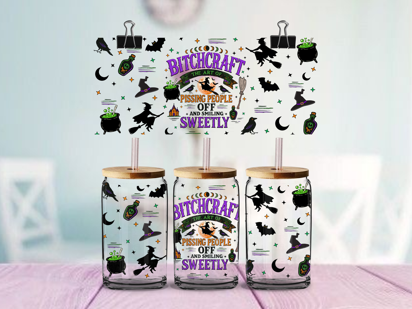 Bitchcraft 16oz cup Wrap | UV DTF Wrap for Cups | Ready to Apply Permanent