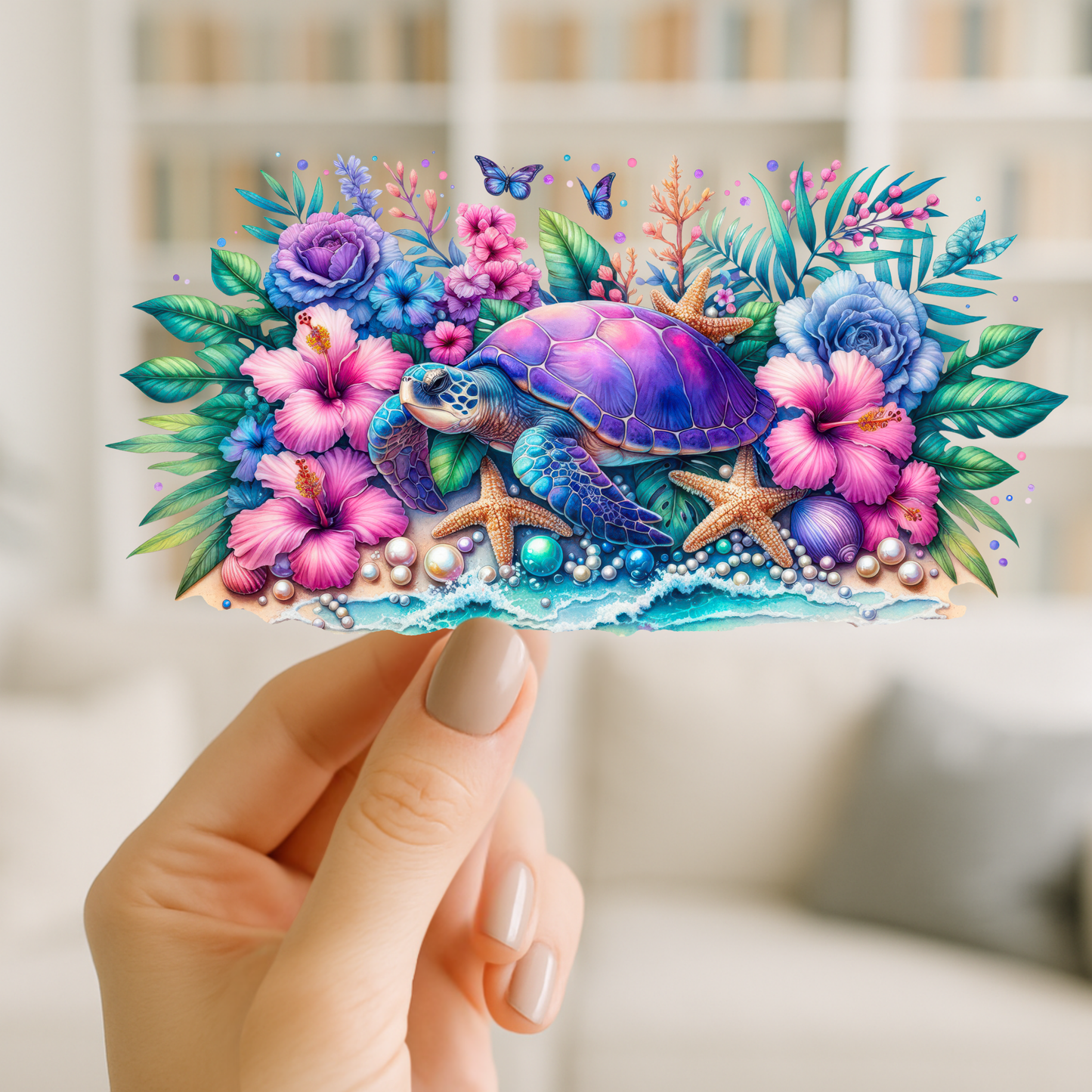 Blue Sea Turtle | UV DTF Wrap for Cups | Ready to Apply Permanent
