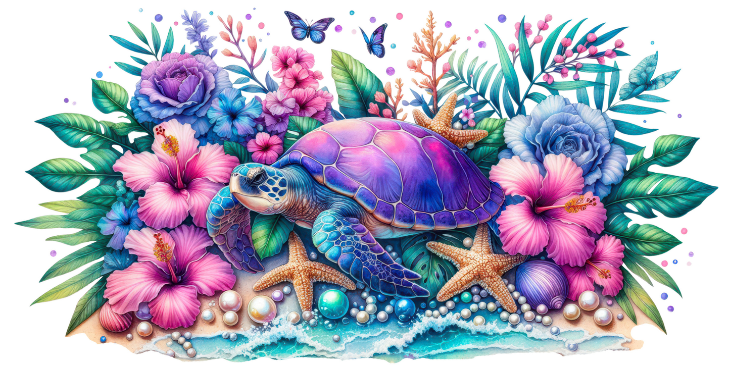 Blue Sea Turtle | UV DTF Wrap for Cups | Ready to Apply Permanent