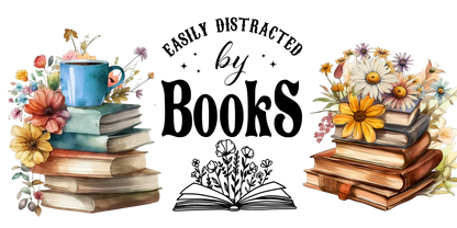 Distracted By Books | UV DTF Wrap for Cups | Ready to Apply Permanent