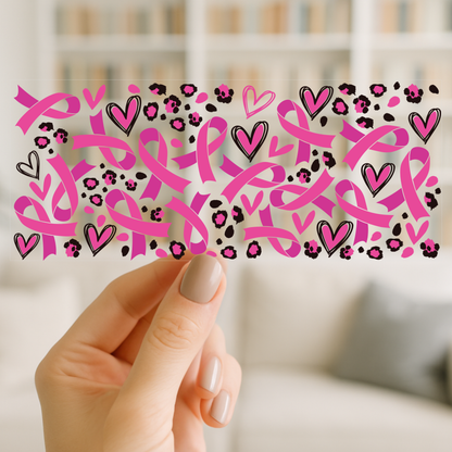 Breast Cancer Ribbon | UV DTF Wrap for Cups | Ready to Apply Permanent