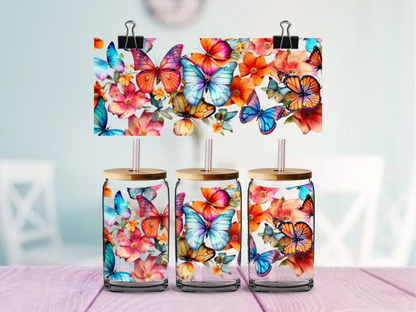 Butterflies and Floral | UV DTF Wrap for Cups | Ready to Apply Permanent