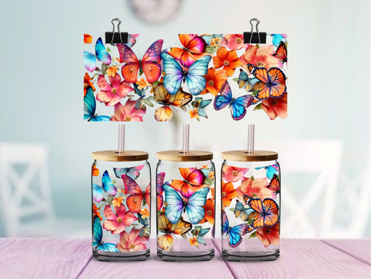 Butterflies and Floral | UV DTF Wrap for Cups | Ready to Apply Permanent