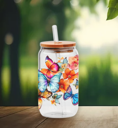 Butterflies and Floral | UV DTF Wrap for Cups | Ready to Apply Permanent