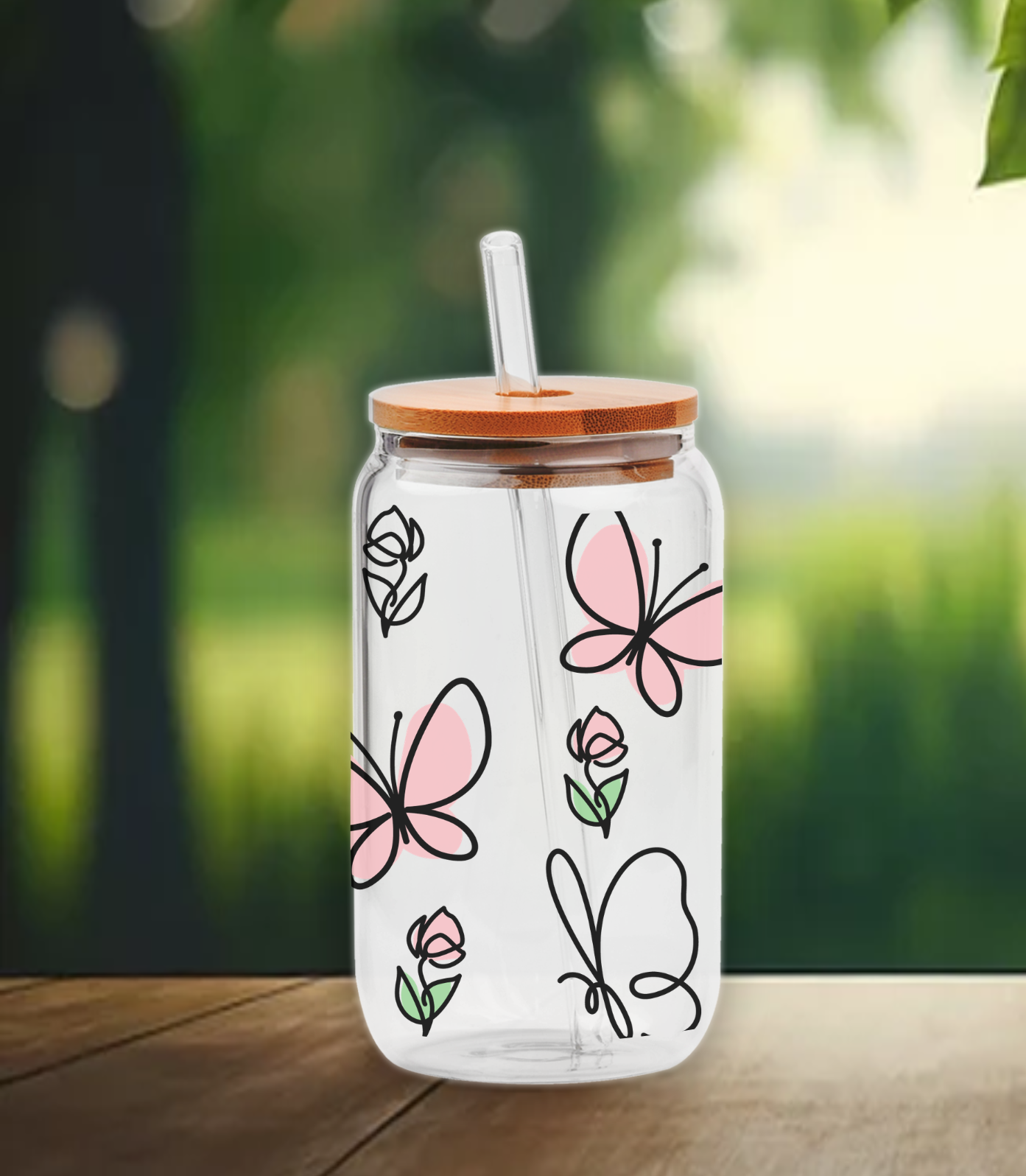 Butterfly Pink and Black Classic | UV DTF Wrap for Cups | Ready to Apply Permanent