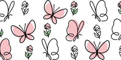 Butterfly Pink and Black Classic | UV DTF Wrap for Cups | Ready to Apply Permanent