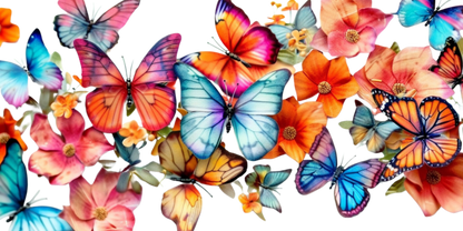 Butterflies and Floral | UV DTF Wrap for Cups | Ready to Apply Permanent