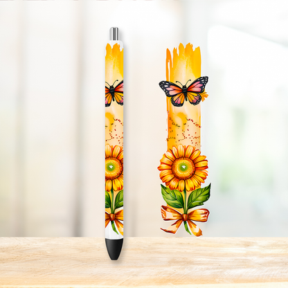 Summer Butterfly UVDTF Pen Wrap | UV DTF Wrap for Pens | Ready to Apply Permanent
